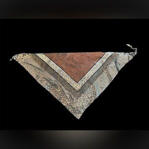 RARE and PERFECT Tri-tone authentic vintage Whiting & Davis metal bib necklace.